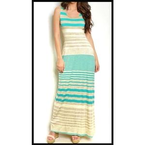 Sleeveless Multi Stripe  Cutout Jersey Dress